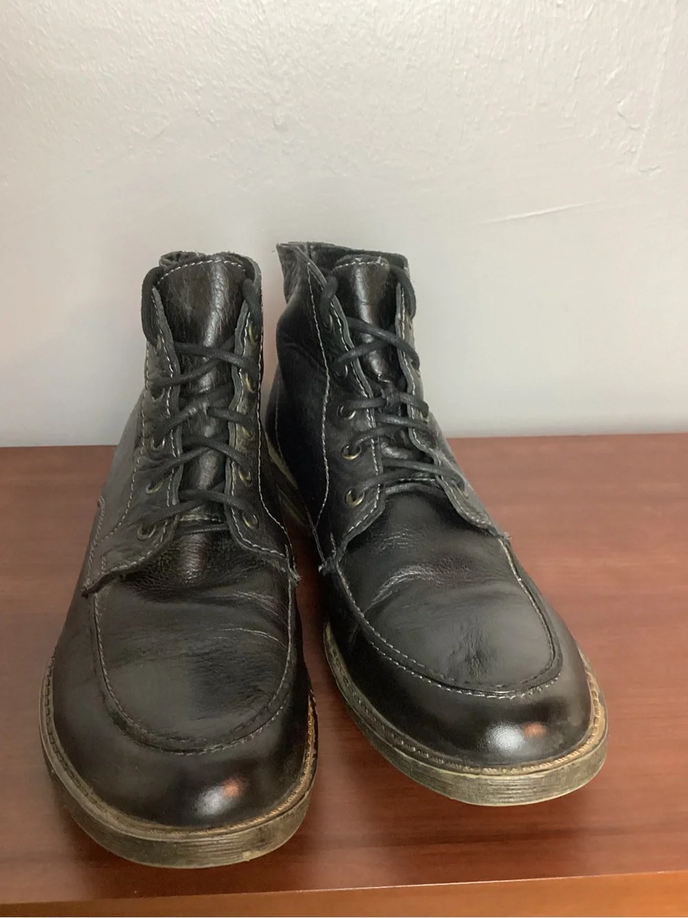 Men's Bed Stu Black Leather Lace-Up Ankle Boots Size 10.5